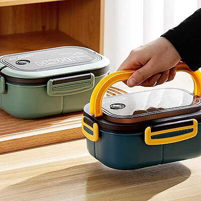 Plastik Mavi Lunchbox 2 Katlı 6 Bölmeli Sefer Tası, Yemek Kutusu (AMZ45) - 7