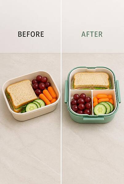 Plastik Yeşil Lunchbox 2 Katlı 6 Bölmeli Sefer Tası, Yemek Kutusu 1200 Ml - 3