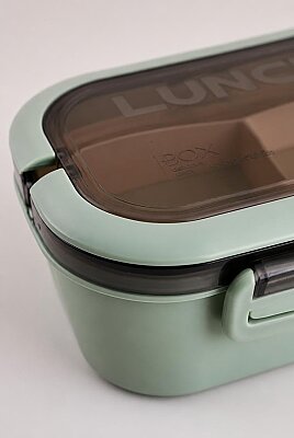 Plastik Yeşil Lunchbox 2 Katlı 6 Bölmeli Sefer Tası, Yemek Kutusu 1200 Ml - 4