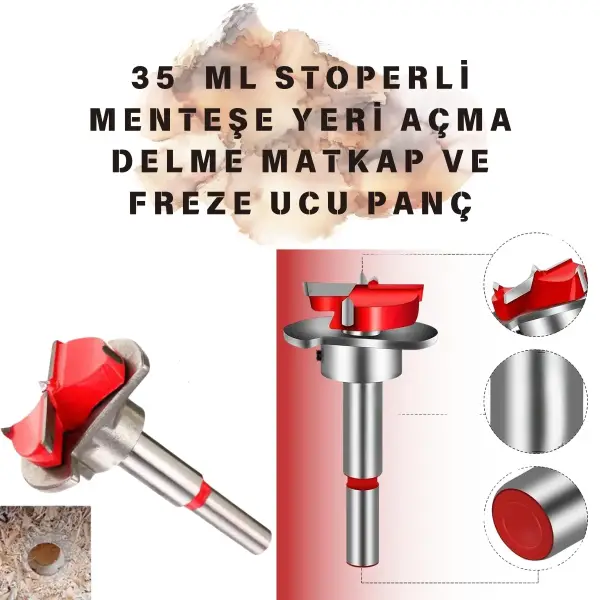 Pratikmen 35 Mm Stoperli Menteşe Yeri Açma Delme Matkap Ve Freze Ucu Panç (SL0543) - 4