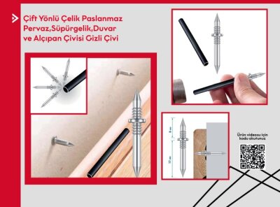 Pratikmen Çift Yönlü Çelik Paslanmaz Pervaz, Duvar Ve Alçıpan Çivisi 25li (SL0539) - 1