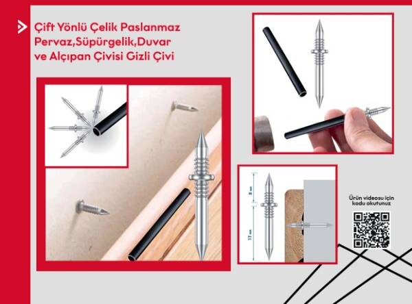Pratikmen Çift Yönlü Çelik Paslanmaz Pervaz, Duvar Ve Alçıpan Çivisi 25li (SL0539) - 1