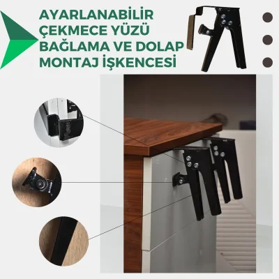 Pratikmen İkili Ayarlanabilir Çekmece Yüzü ve Dolap Montaj İşkencesi (SL0554) - 5