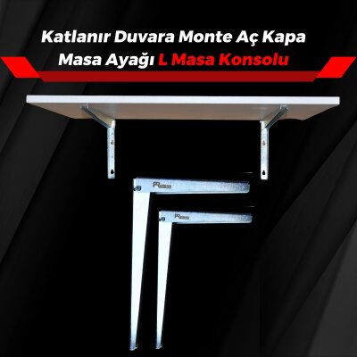 Pratikmen Katlanır Duvara Monte Aç Kapa Masa Ayağı L Masa Konsolu 40 cm (SL0556) - 1