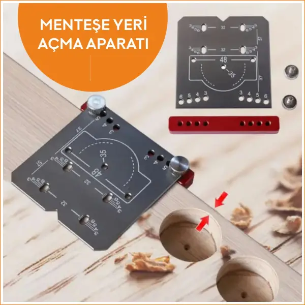 Pratikmen Menteşe Yeri Açma Aparatı Ayarlanabilir Stoperli Delme Pancı ile Birlikte (SL0529) - 3