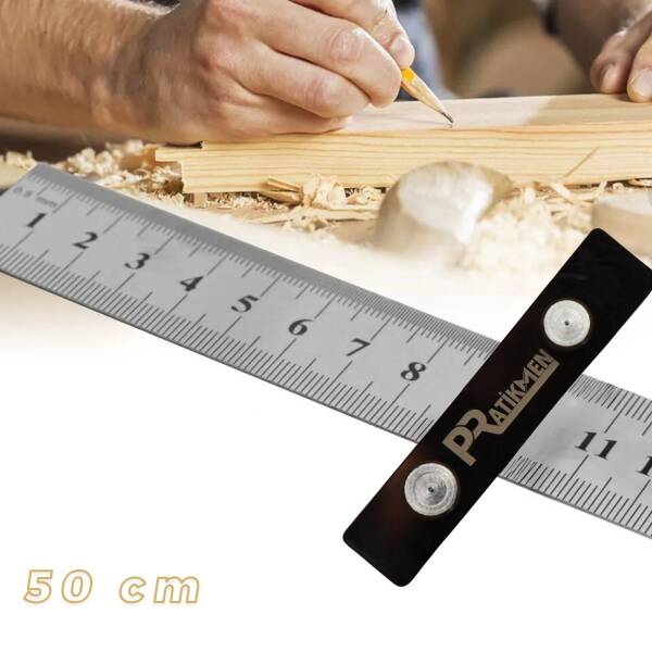 Pratikmen Profesyonel Hassas Ayarlanabilir Çizme, İşaretleme ve Sabitleme Cetveli 50 cm (SL0524) - 2