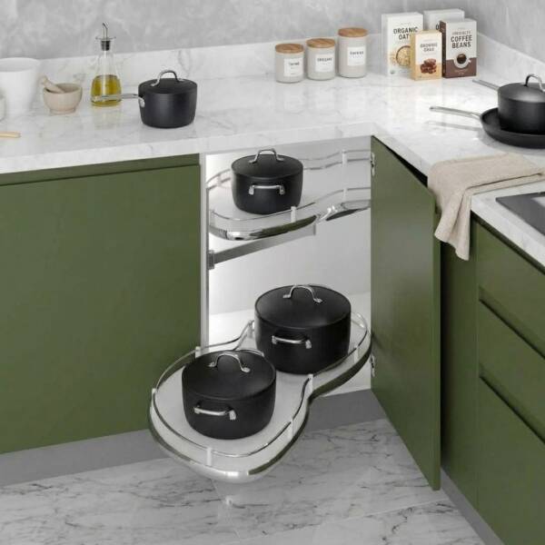 Pyramith Kör Köşe Fasülye Krom 45 cm Sol Mekanizma (C-3020-KR) - 1