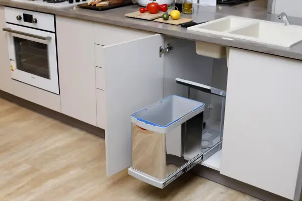 Pyramith Teleskopik Raylı Paslanmaz Gövde 24 Litre Çöp Kovası Gri Renk (P-9453) - 3