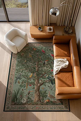 Rafel 900 Ağaç Botanik Çiçekli Halı Yıkanabilir İnce Dokuma Taban Yolluk Salon Oturma Odası Halısı 120x200 - Arteluna Home (1)