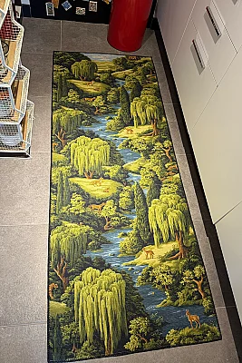 Rafel 903 Orman Temalı Botanik Desenli Halı Yıkanabilir İnce Dokuma Yolluk Salon Oturma Odası Halısı 120x200 - 3