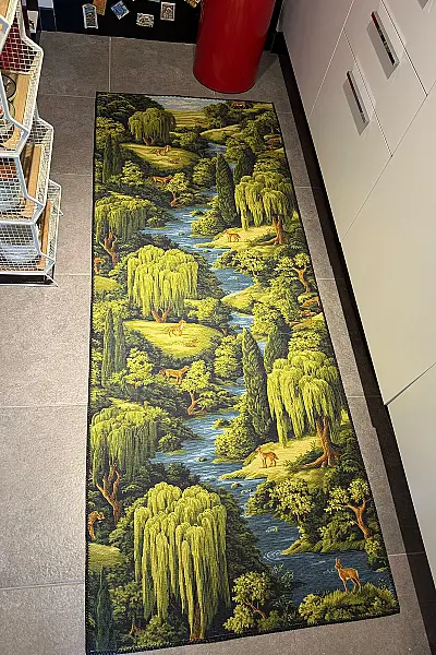 Rafel 903 Orman Temalı Botanik Desenli Halı Yıkanabilir İnce Dokuma Yolluk Salon Oturma Odası Halısı 120x200 - 3
