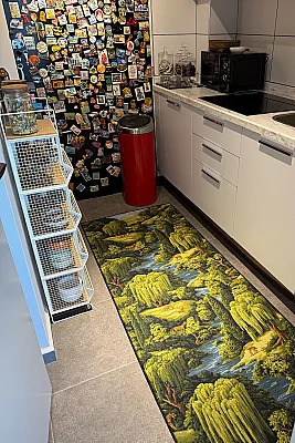 Rafel 903 Orman Temalı Botanik Desenli Halı Yıkanabilir İnce Dokuma Yolluk Salon Oturma Odası Halısı 120x200 - 4