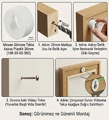 Mesan Gömme Tablo Askısı Plastik 20mm (105-03-05-302) - Mesan (1)