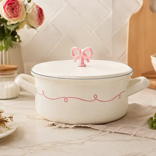 Rebel Bow Emaye 18cm Kısa Tencere (EMAY4) - 1