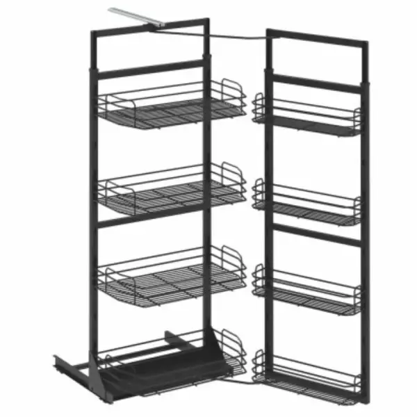 Starax 60cm 4 Sepet Tel Hasır Sepetli İkiz Kiler Antrasit Renk (S-1222-A) - 2