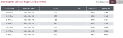 Starax 50cm Zemin Bağlantılı Gizli Raylı Tezgah Altı 2 Sepetli Ünite Antrasit Renk (S-2196-A) - 3