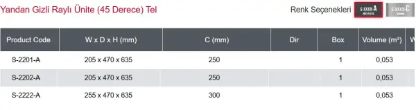Starax 25cm Yandan Gizli Raylı Ünite (45 Derece) Tel Krom Renk (S-2202-C) - 3