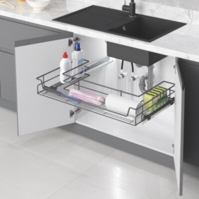 Starax 80cm Bağımsız Evye, Eviye Altı Çift Açılım Gizli Raylı Çekmece (S-2351-A) - 1
