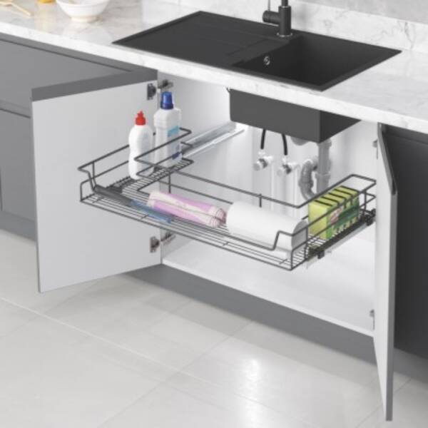 Starax 80cm Bağımsız Evye, Eviye Altı Çift Açılım Gizli Raylı Çekmece (S-2351-A) - 1