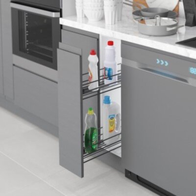 Starax Gizli Raylı Deterjanlık (Tek Açılım) Tel - Sağ 25cm - Antrasit (S-2424-A) - 1