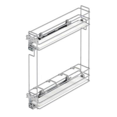 Starax 15cm Gizli Raylı Şişelik Ahşap Sepetli (Çift Açılım) Krom Renk Sağ Yön (S-2477-C) - 2