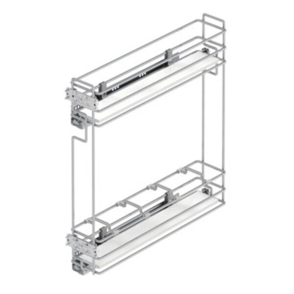 Starax 15cm Gizli Raylı Şişelik Ahşap Sepetli (Çift Açılım) Krom Renk Sağ Yön (S-2477-C) - 2