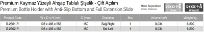Starax 15cm Premium Kaymaz Yüzeyli Ahşap Tablalı Şişelik - Çift Açılım Antrasit Renk Sağ Yön (S-2661-P-A) - 3