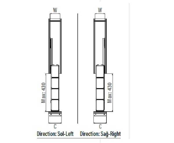 Starax 15cm Çift Açılım Gizli Raylı 4 Sepetli Ahşap Tabanlı Sol Şişelik Antrasit Renk (S-2919-A) - 3
