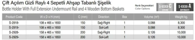 Starax 15cm Çift Açılım Gizli Raylı 4 Sepetli Ahşap Tabanlı Sol Şişelik Antrasit Renk (S-2919-A) - 4