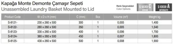 Starax Kapağa Monte Demonte Çamaşır Sepeti Antrasit Renk (S-8124-A) - 4