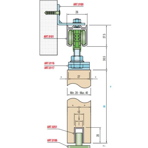 Sisco 70kg Sürgülü Kapılar Serisi için Sürme Kapı Sistemi (SCS0117P-0183) - 2
