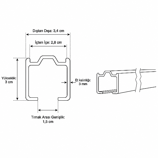 Sisco Kapı Rayı 0116 ve 0117 Uyumlu Ray (SCS0180) - 2