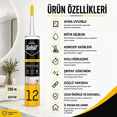 Selsil Şeffaf Ayna Silikonu 280 ml - 3