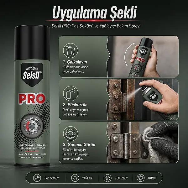 Selsil PRO Pas Sökücü ve Yağlayıcı Bakım Spreyi SEL35) - 3