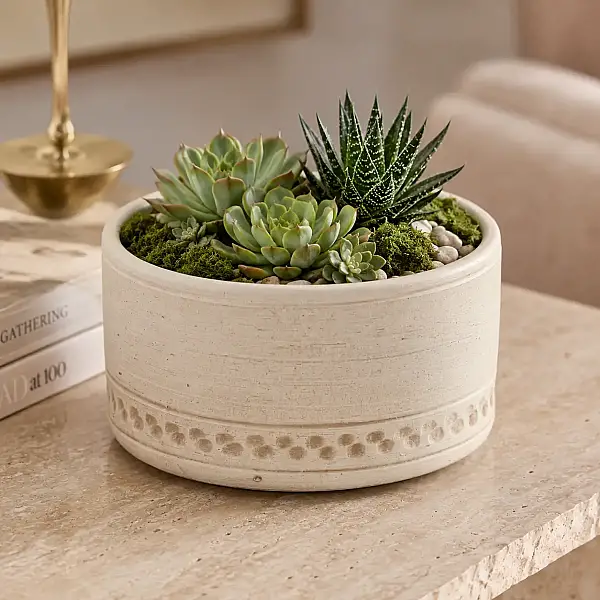 Seramik Saksı Açık Kahverengi 23*11 cm (AK.JH0074) - 2