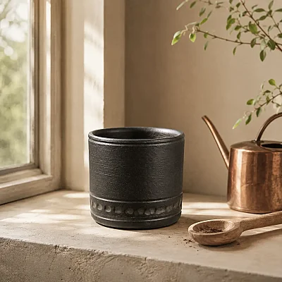 Seramik Saksı Kirli Kahve 14*13 cm (AK.JH0065) - 4