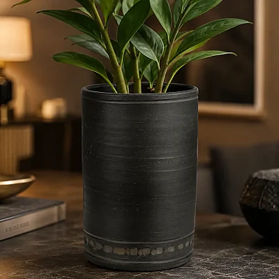 Seramik Saksı Kirli Kahve 17*25 cm (AK.JH0071) - 4