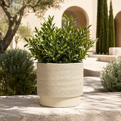 Seramik Saksı Light Bej 24*22 cm (AK.JH0035) - 1