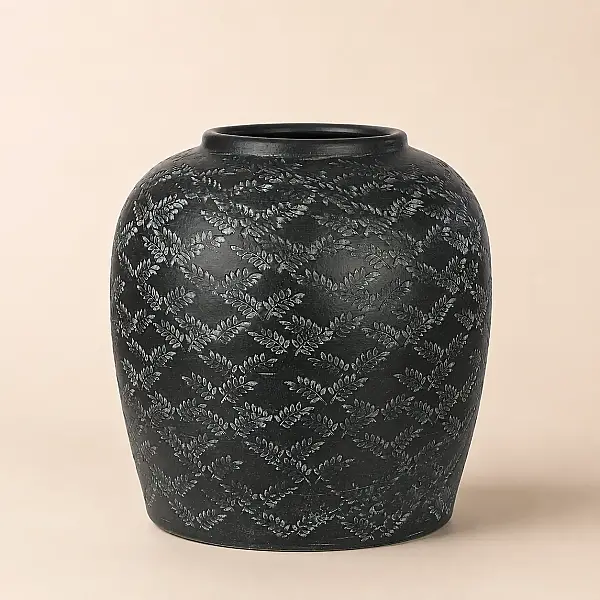 Seramik Vazo Koyu Gri 23*25 cm (AK.JH0010) - 4