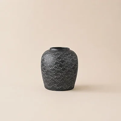 Seramik Vazo Koyu Gri 27*30 cm (AK.JH0012) - 5