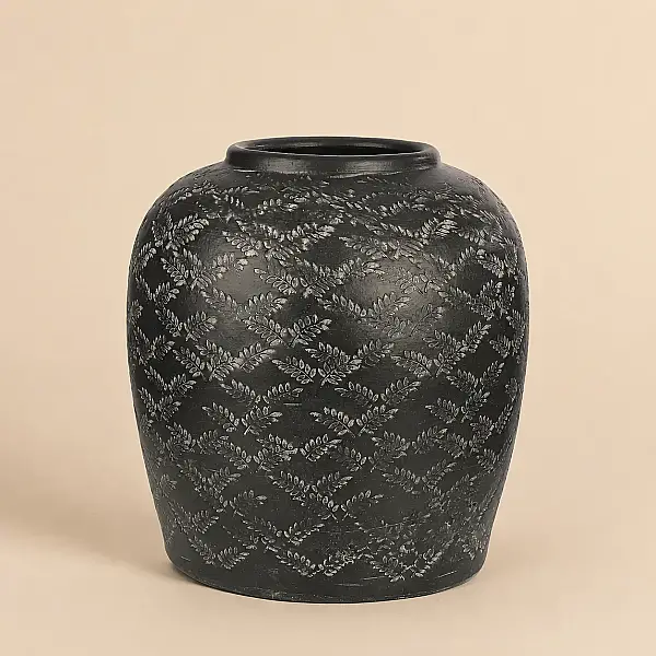 Seramik Vazo Koyu Gri 27*30 cm (AK.JH0012) - 6