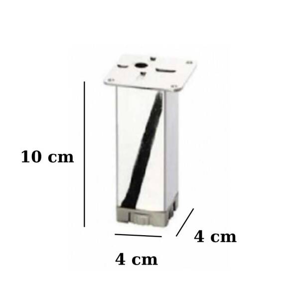 Eroğlu Krom Düz Metal Ayak 40x40mm 10cm (401-01-10-18) - 2