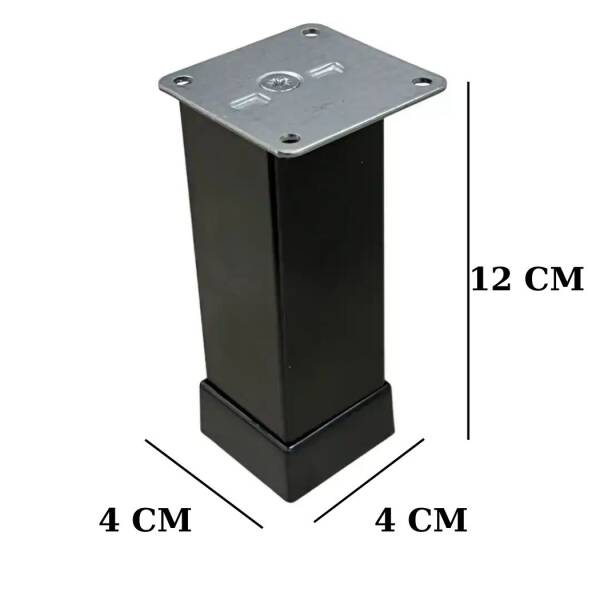 Eroğlu Düz Metal Ayak 40x40mm 12cm Siyah (401-01-12-02) - 2