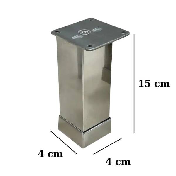 Eroğlu Düz Metal Ayak 40x40mm 15cm Krom (401-01-15-18) - 2