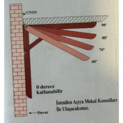 Sese 50cm Katlanır Konsol Raf Masa Mekanizması (Raf Altlığı) Açılı Ayarlı Çinko (650-01-01-04) - 3