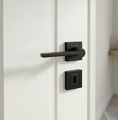 Sese Argun Oda Kare Siyah Rozetli Kapı Kolu (200-258R-01-02) - Armax