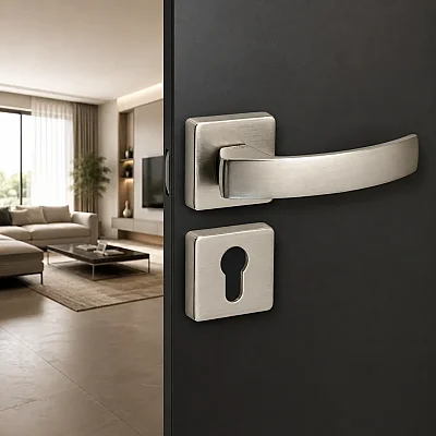 Sese Arya Modeli Yale Rozetli Dış Kapı Kolu Inox Renk (200-202R-03-53) - 1