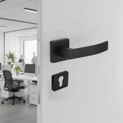 Sese Arya Modeli Yale Rozetli Dış Kapı Kolu Siyah (200-202R-03-02) - Sese