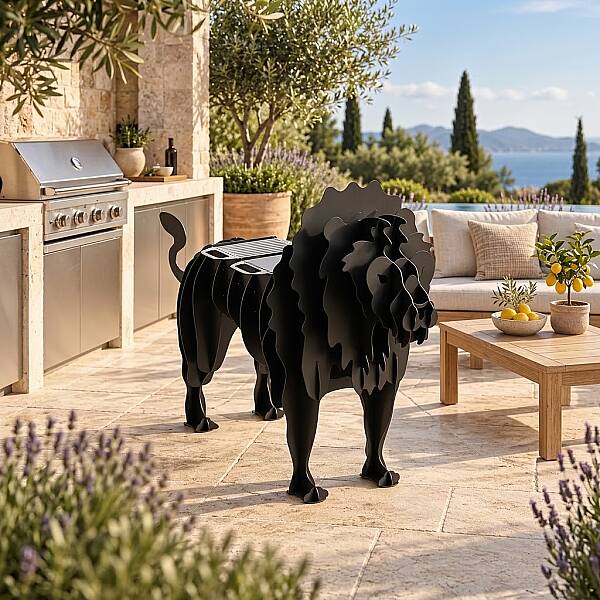 Sese Aslan Figürlü Mangal Barbekü 110x50x180cm - 1