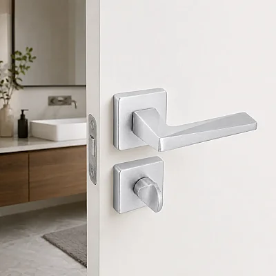 Sese Ayla Modeli Kare Rozetli Wc Kapı Kolu Saten (200-242R-02-53) - 1